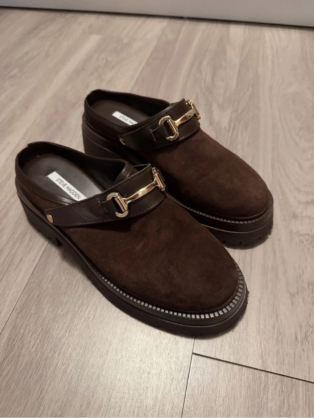 Steve Madden Erba Brown Suede Slingback Platform Clogs - Picture 2 of 6